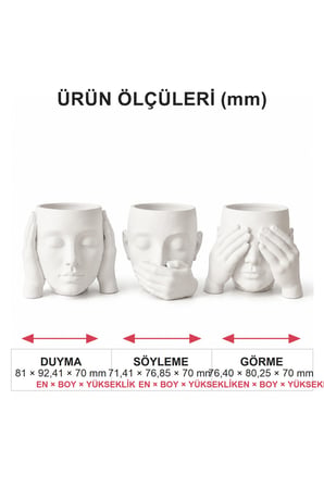 Besing Dekoratif Obje Beyaz 3'lü Figür Seti 3D Baskı