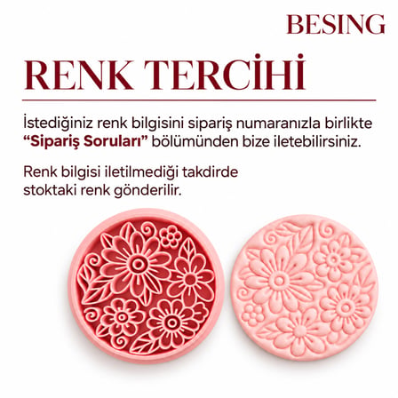 Çiçek Desenli Yuvarlak Doku ve Kesici Kalıp No:33 – 30, 35 ve 40 mm 3'lü Set | Floral Texture Cutter Set