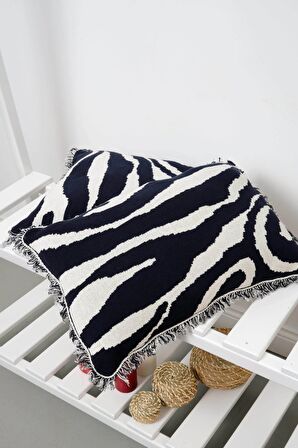 Peraluna ZEBRA PILLOW %100 Organik Pamuk Triko Yastık Kılıfı 60x40 CM Lacivert