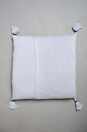 Peraluna CLOUDY PILLOW Pamuklu Bulut Desenli Triko Yastık Kılıfı 60X60 CM Açık Mavi/Ekru