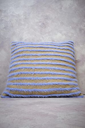 Peraluna LUXURY PILLOW Simli Çizgili Triko Yastık Kılıfı 45X45 CM Açık Lila/Gold