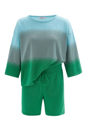 Peraluna SİRİ BLOUSE & SHORTS Yazlık Triko Kadın Şort Takım Nil Yeşili