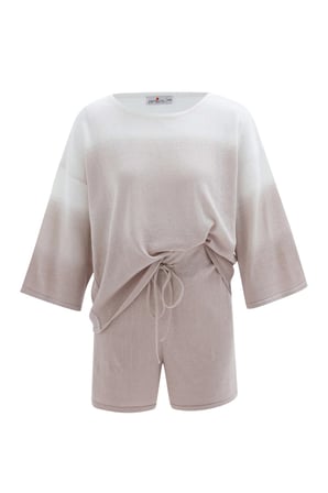 Peraluna SİRİ BLOUSE & SHORTS Yazlık Triko Kadın Şort Takım Bej