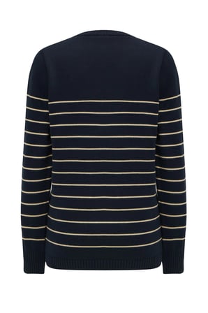 Peraluna BELUGA PULLOVER %100 Pamuk Yazlık Kadın Triko Kazak Lacivert/Koyu Krem