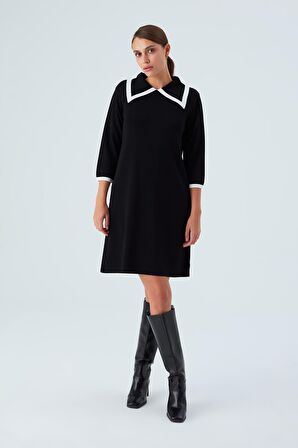 Peraluna GRACE DRESS Rahat Kesim A Form Rayon Kadın Triko Elbise Siyah