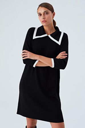 Peraluna GRACE DRESS Rahat Kesim A Form Rayon Kadın Triko Elbise Siyah