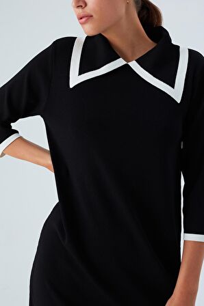 Peraluna GRACE DRESS Rahat Kesim A Form Rayon Kadın Triko Elbise Siyah