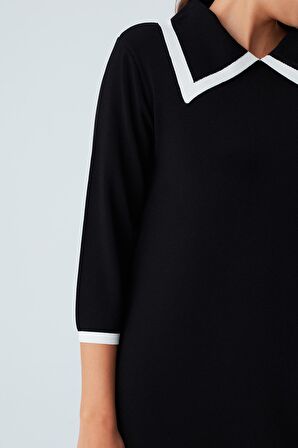 Peraluna GRACE DRESS Rahat Kesim A Form Rayon Kadın Triko Elbise Siyah