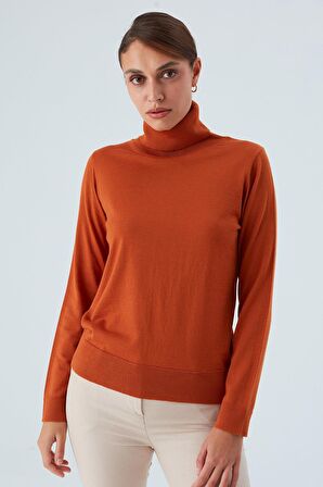 Peraluna VALERIA PULLOVER Boğazlı İnce Kadın Triko Kazak Turuncu