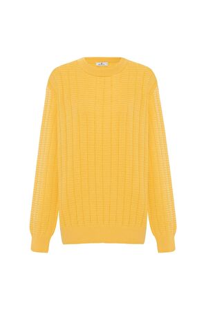 Peraluna ZACHA 'O Neck' PULLOVER Üç Boyut Çizgili Bisiklet Yaka Mevsimlik Erkek Triko Kazak - Sarı