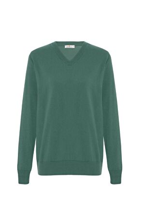 Peraluna MATEO V NECK PULLOVER Yumuşak Tuşeli Mevsimlik Erkek Triko Kazak - Yeşil