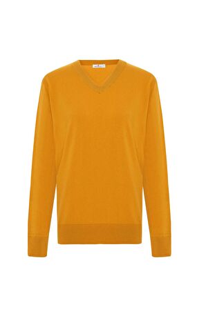 Peraluna MATEO V NECK PULLOVER Yumuşak Tuşeli Mevsimlik Erkek Triko Kazak - Hardal
