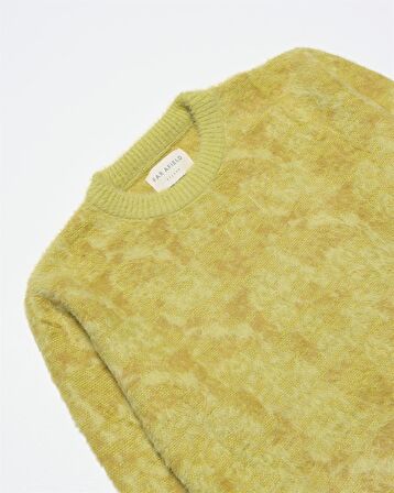 Far Afield ECLIPSE  KNIT - FULLY TIE DIE Bisiklet Yaka Standart Kesim Batik Desen Tüylü Erkek Triko Kazak - Sarı