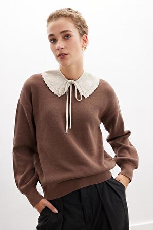 Peraluna AYLA KNIT COLLAR Kadın Triko Yakalık - Ekru