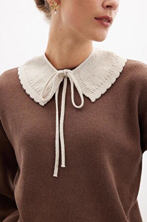 Peraluna AYLA KNIT COLLAR Kadın Triko Yakalık - Ekru