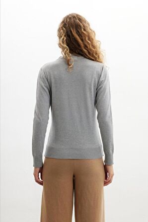 Styleboom X Peraluna CHELSEA PULLOVER Bisiklet Yaka Standart Kesim Kadın Triko Kazak - Gri