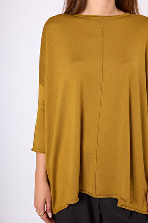 Peraluna Helion Bol Kesim Kadin Triko Kazak - Hardal