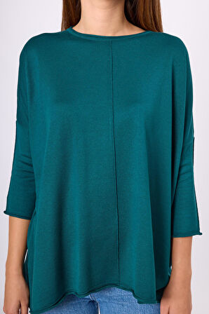 Peraluna Helion Bol Kesim Kadin Triko Kazak - Koyu Yeşil