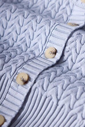 Peraluna Scarlett Saç Örgülü Krop Kesim Kadın Triko Hırka - Bebe Mavi