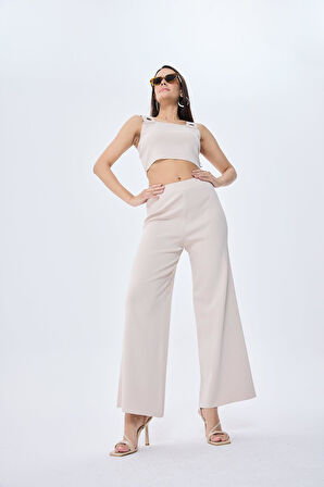 Peraluna Martha, Düz Örgü, Geniş Askılı Kadın Rayon Triko Bralet  - TAŞ