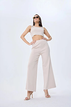 Peraluna Martha, Düz Örgü, Geniş Askılı Kadın Rayon Triko Bralet  - TAŞ