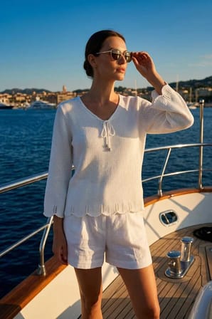 Peraluna Breeze Tunik, Kadın Triko Tunik - Beyaz