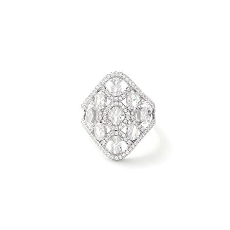 Gümüş İthal Ve Kararma Yapmaz Swarovski Taş Tasarım Yüzük