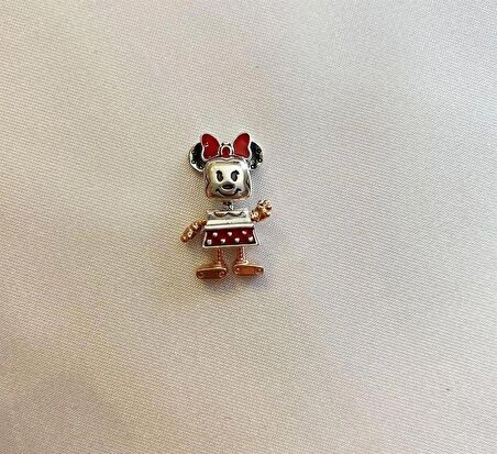 Bayan Gümüş Bileklik Uyumlu Mickey Model Charm