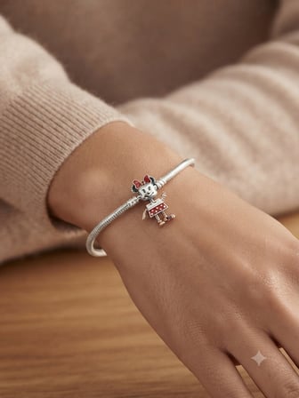 Kadın Gümüş Bileklik Uyumlu Mickey Model Charm