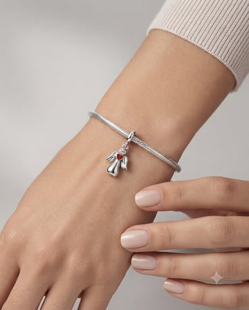 Kadın Gümüş Bileklik Uyumlu Melek Model Charm