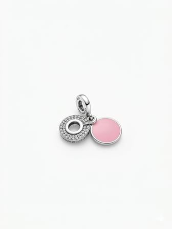 Kadın Pembe Renk Taşlı Gümüş Charm