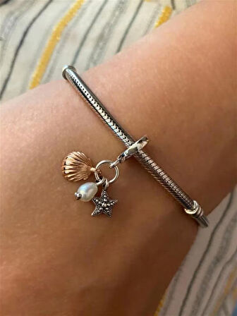 Deniz Kabuğu, İnci ve Deniz Yıldızı Model Gümüş Charm