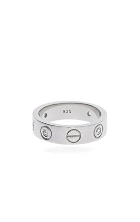 Kadın Sembol Detay Taşlı Gümüş Yüzük