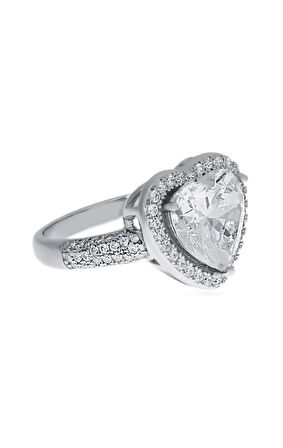 Kadın Gösterişli Kalp Model Gümüş Yüzük