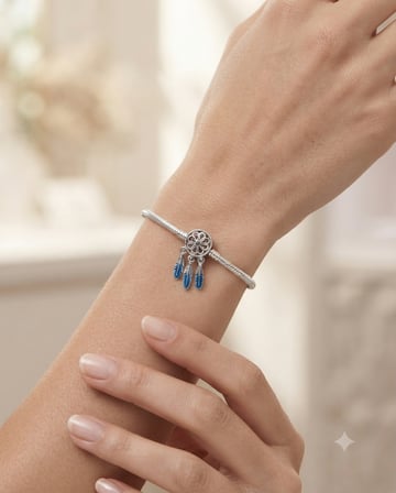 Kadın Rüya Kapanı Model Mavi Renk Detay Gümüş Charm