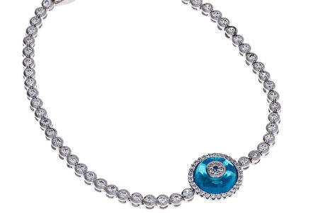 Kadın Tekli Nazar Boncuğu Model Taşlı Gümüş Bileklik