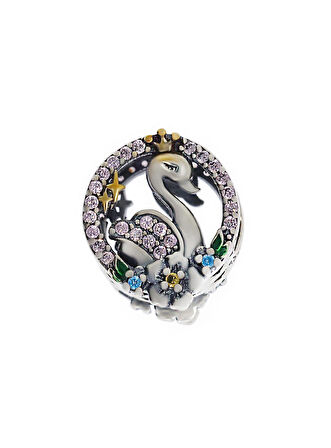 Kadın Kuğu Model Taşlı Gümüş Charm