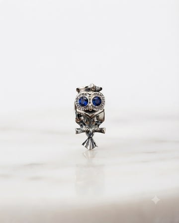 Kadın Mezun Baykuş Model Gümüş Charm