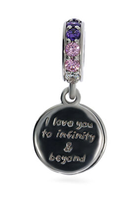 Kadın Gümüş Sonsuzluk ve Mor Renk Detay Charm