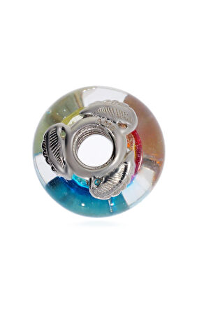 Kadın Yaprak Detay Murano Model Gümüş Charm