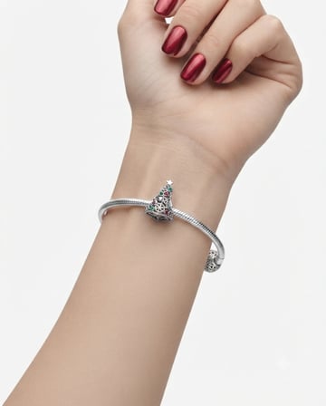Kadın Yılbaşı Ağacı Taşlı Gümüş Charm