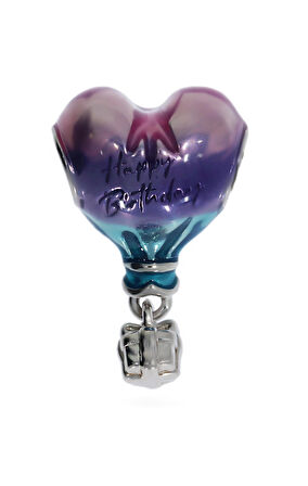 Kadın Doğum Günü Balonu Temalı Gümüş Charm