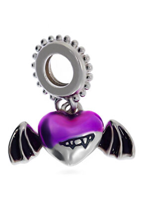 Kadın Uçan Yarasa Kalp Model Gümüş Charm