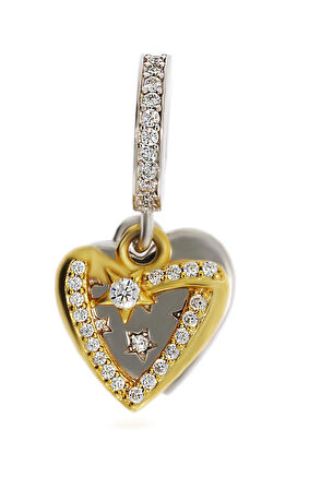 Kadın 'Sen Benim Galaksimsin' Yazılı Kalp Model Gümüş Charm