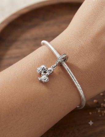 Kadın Gelin ve Damat Temalı Gümüş Charm
