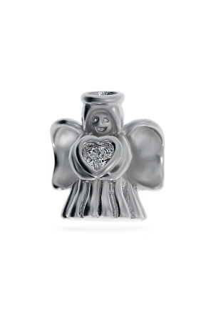 Kadın Kalp Detay Melek Model Gümüş Charm