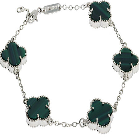 Kadın Koyu Yeşil Renk Yonca Model Çelik Bileklik