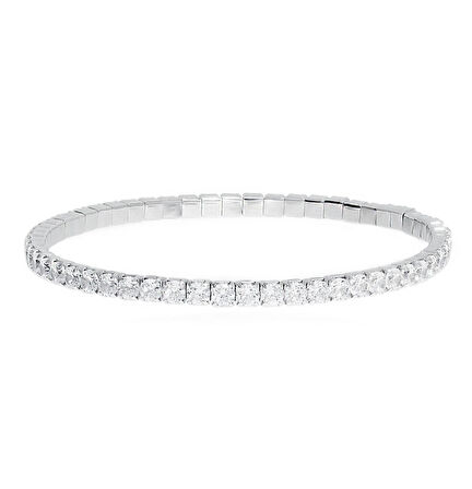 Kadın Esneyebilen Taşlı Su Yolu Gümüş Bileklik