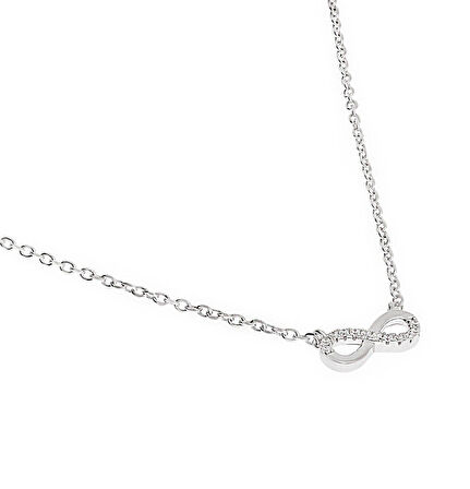 Kadın Sonsuzluk Model Taşlı Gümüş Kolye