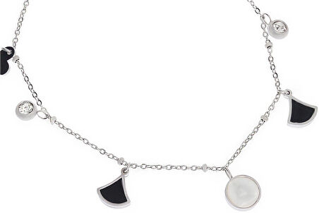 Kadın Sallantılı Model Kalp Detay Taşlı Çelik Halhal